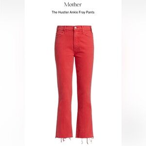 MOTHER The Hustler Ankle Fray Jeans - Vibrant Red